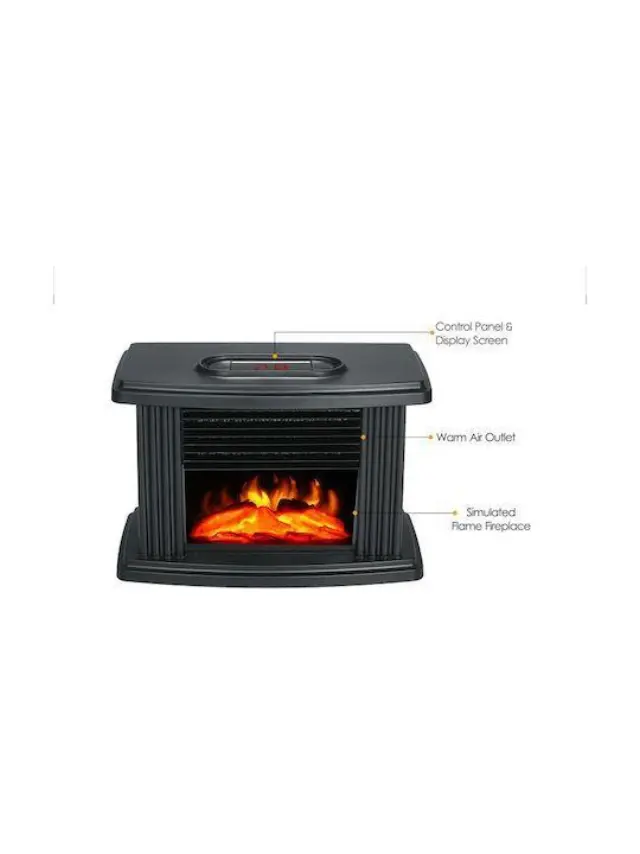 Επιτοίχιο Ηλεκτρικό Τζάκι 1000W 12x12cm 1000M2244 Μαύρο 2