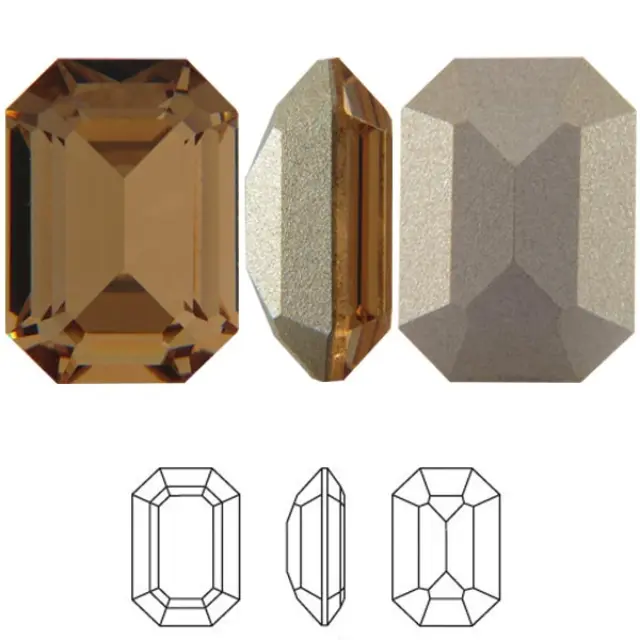 Swarovski 4610 Curved Back Octagon Fancy Stone Light Colorado Topaz 14x10mm - 2τεμ