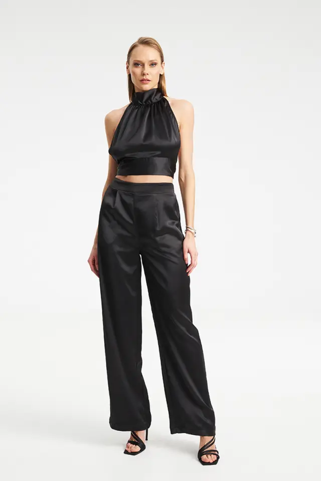 Satin Παντελόνι Ψηλόμεσο με Φαρδιά Γραμμή CORS TROUSERS - XS