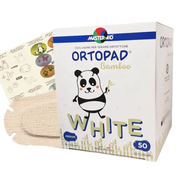 Master Aid | Ortopad Medium Παιδικά Οφθαλμικά Αυτοκόλλητα για Στραβισμό Λευκά (7,6x5,4cm) | 50 τεμάχια