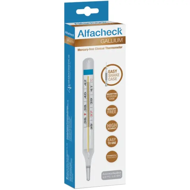Alfacheck Gallium Mercury Free Clinical Thermometer (1τμχ) - Κλινικό Θερμόμετρο Χωρίς Υδράργυρο