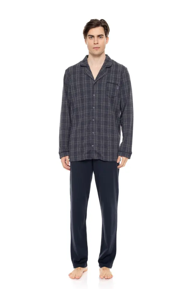 W-M703 - Type - PYJAMA JACQUARD BLUE GREY PLAID - L