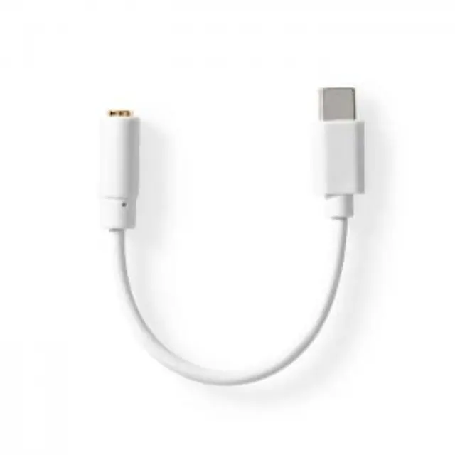 Καλώδιο-αντάπτορας USB High-Speed Type-C αρσ. - 3.5mm θηλ., 0.10m, σε λευκό χρώμα. 3