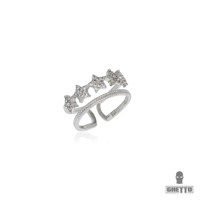Ghetto Open Stars Stainless Steel Adjustable Ring For Women