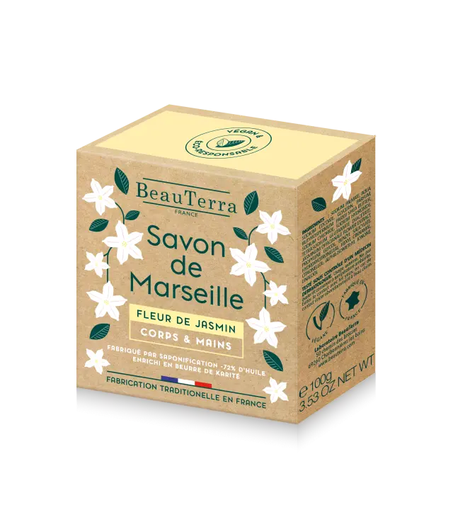 BeauTerra - Marseille Solid Soap - Fleur de Jasmin - 100 - Beauty