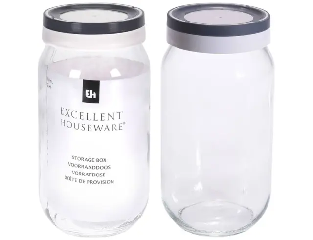 Γυάλινο δοχείο αποθήκευσης Excellent Houseware χωρητικότητας 1000ml 010000230