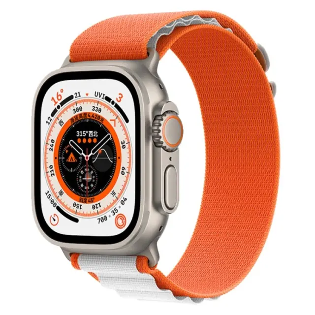 Nylon Λουράκι για AppleWatch 44/45/46/49mm-White/Orange OEM