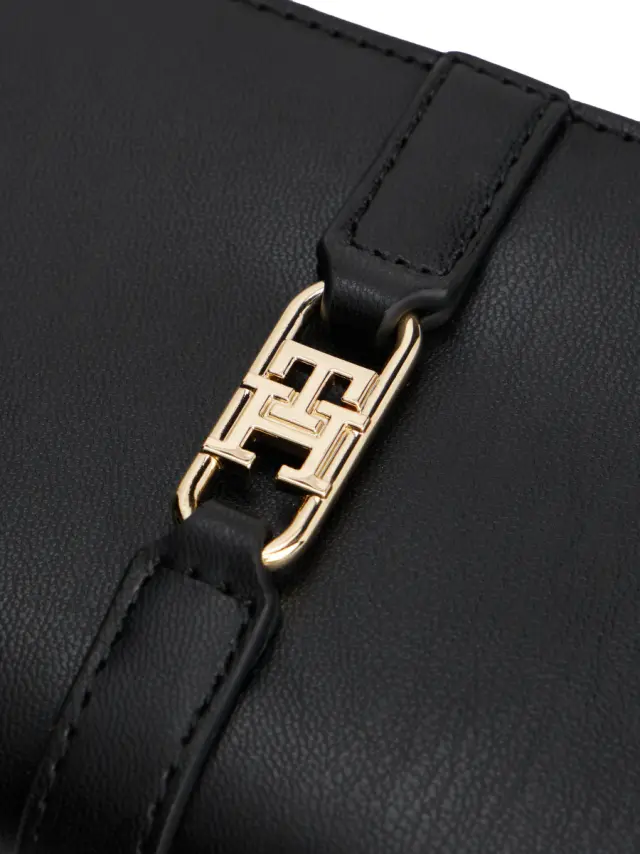 Tommy Hilfiger Γυναικείο Μεσαίο Πορτοφόλι Icon Bifold TH Monogram Μαύρο 3