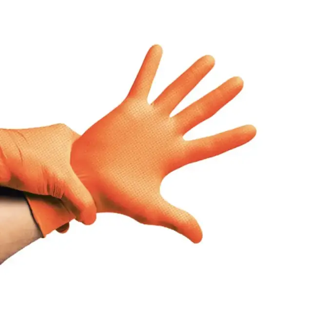 Γάντια Νιτριλίου Serix Diamond Grip Orange 8,5 g, Πορτοκαλί, Χωρίς Πούδρα (50 τεμ.) 2
