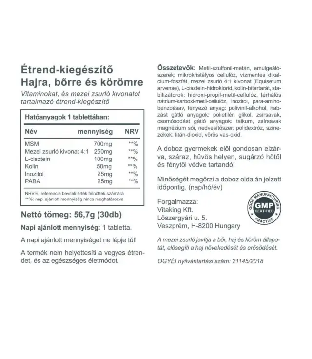 Vitaking Hair Skin & Nails Vitamin 30 Tablets 2