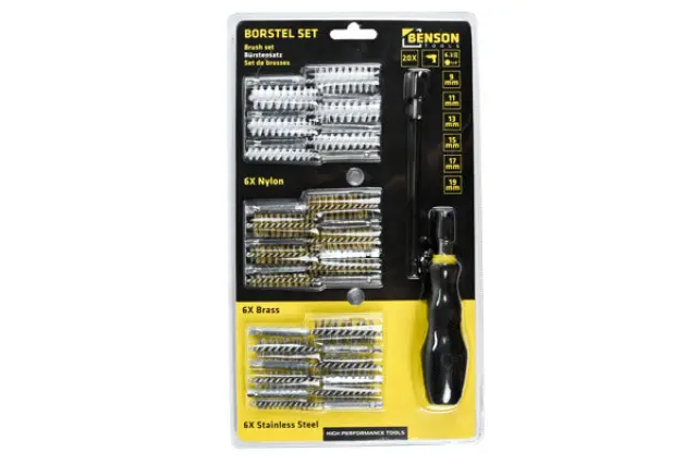 Brush set 20 pieces nylon/steel/brass