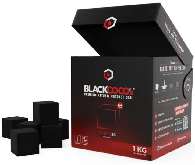 Καρβουνάκια για Ναργιλέ τετράγωνα BlackCoco (26mm) - 1Kg