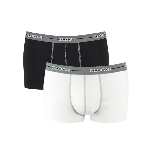 Sloggi Ανδρικό Boxer Start Hipster Box - Διπλό Πακέτο, Χρώμα Μαύρο-Λευκό - 2XL
