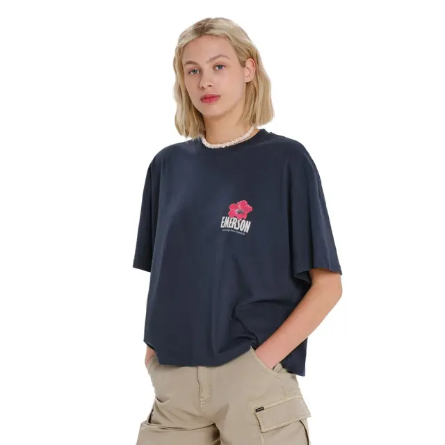 Emerson Women's S/S Oversized T-Shirt (261.EW33.62-Dusky Blue) - Μπλέ