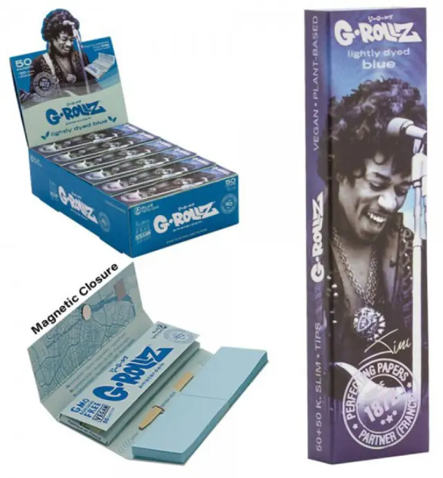 G-Rollz Χαρτάκια Blue (Blue Spark) - King Size Slim 50φ. με Τζιβάνα