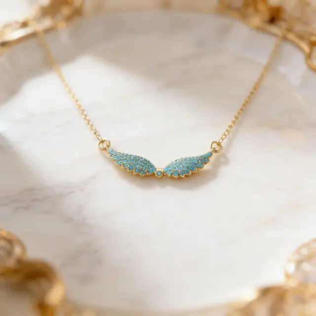 Turquoise Angel Wings Necklace