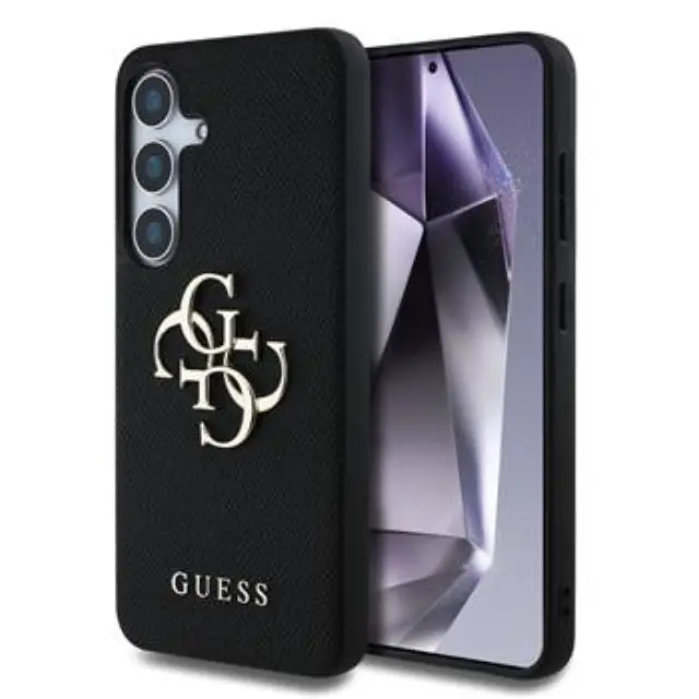 Guess PU Grained 4G Metal Logo Case for Samsung Galaxy S25 Black