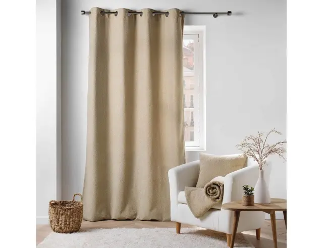 Κουρτίνα Υψηλής Σκίασης Wooly Douceur d'intérieur με τρουκς και διαστάσεις 140x240cm - Beige 1612082