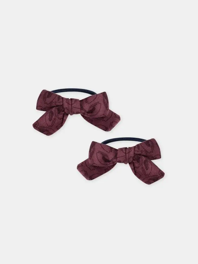 Παιδικά Λαστιχάκια Μαλλιών Burgundy Bows ΜΠΛΕ - One Size 2