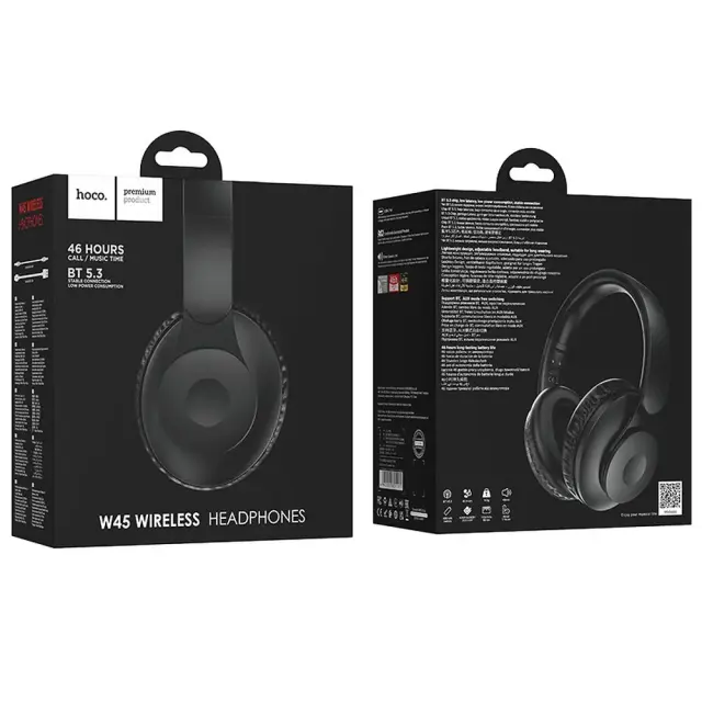 Wireless Ακουστικά Stereo Hoco W45 Enjoy V5.3 4 00mAh AUX Μαύρα 3