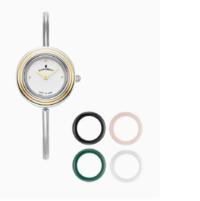 Jacques du Manoir Aurora Ladies Two-Hands Silver-Tone White Dial Stainless Steel Swiss Watch and Topring Boxset JWL05403