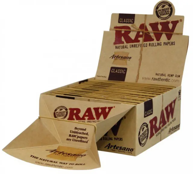 RAW Artesano Χαρτάκια Classic - Ακατέργαστο - King Size Slim με Τζιβάνες και Δισκάκι 15τεμ