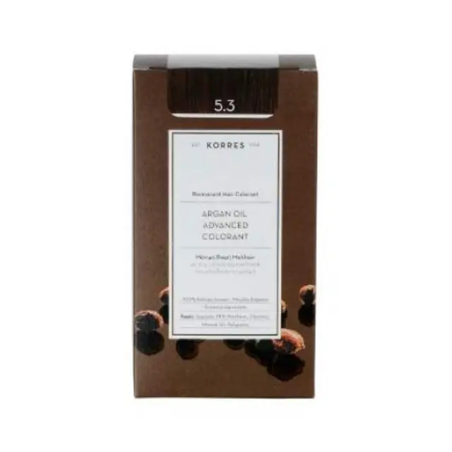 Korres Argan Oil Advanced Colorant Μόνιμη Βαφή Μαλλιών 5.3 Καστανό Ανοιχτό Μελί, 50ml 2