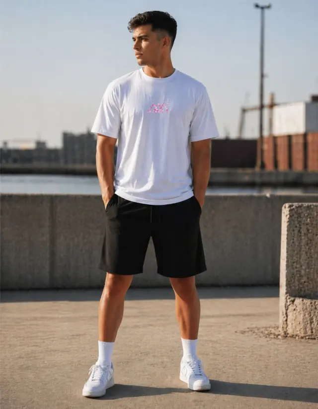 Noshame® Σετ Oversized T-shirt & Βερμούδα Λευκό-Μαύρο με τύπωμα - 752562 - XXL 2