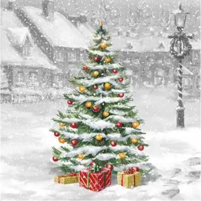 Χαρτοπετσέτα χριστουγεννιάτικη για decoupage, Tree On Square ,1 τεμ.