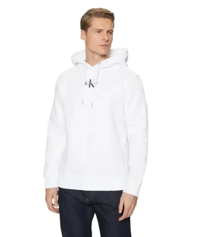 Calvin Klein - Ανδρικό Φούτερ με Κουκούλα Regular Fit J30J323749-YAF Λευκό - 2XL