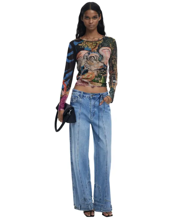 Desigual - Γυναικεία Μπλούζα Dragon Lacroix Slim Fit 25WWTK39-5028 Πολύχρωμο - XS 2