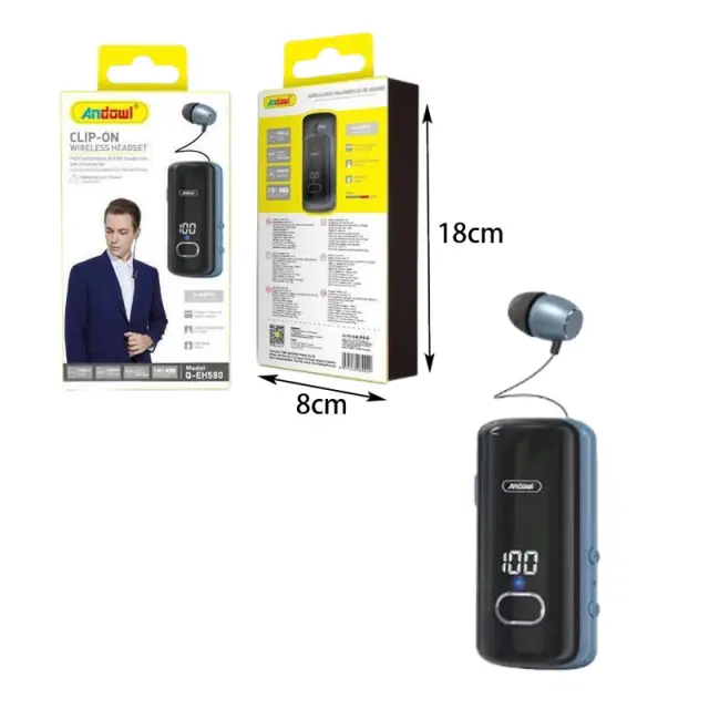 Andowl Ακουστικό In-ear Bluetooth Handsfree Q-EH580 - Clip-On Wireless Headset 269029 2