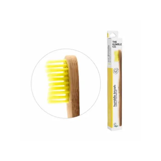 The Humble Co Humble Brush Bamboo Toothbrush Medium Οδοντόβουρτσα Ενηλίκων Κίτρινο 1 Τεμάχιο