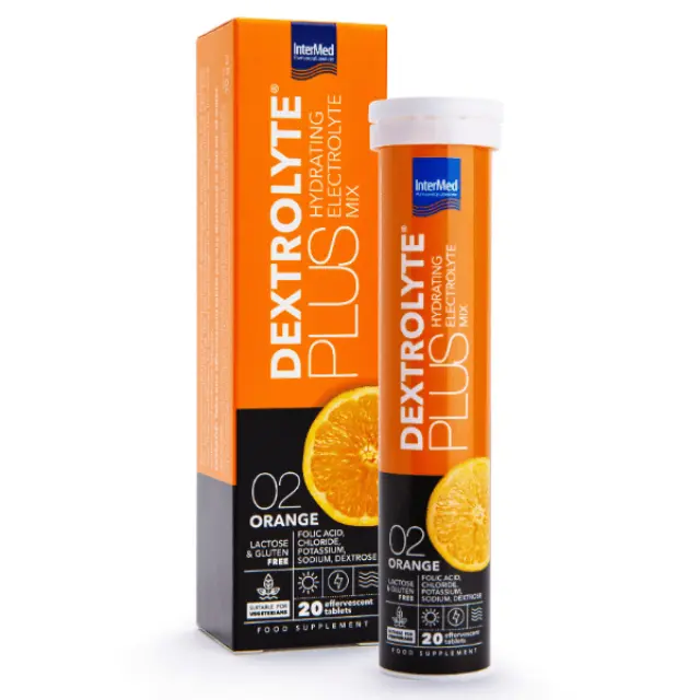 Intermed Dextrolyte Plus Hydrating Electrolyte Mix Ηλεκτρολύτες με Γεύση Πορτοκάλι 20 αναβράζοντα δισκία