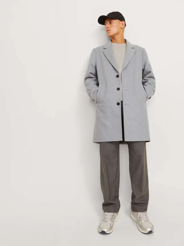 JJEHARRISON WOOL COAT SN Light Grey Melange 2
