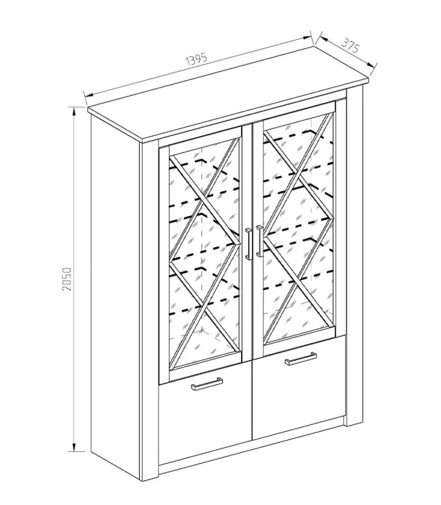 Επιδαπέδια Βιτρίνα με Γυαλί ARNETHA 139.5x37.5x205cm 2