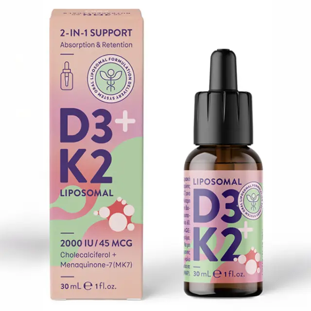 JMN D3+K2 Liposomal Βιταμίνη για Ενίσχυση του Ανοσοποιητικού & την Υγεία των Οστών 2000iu 45mcg 30ml