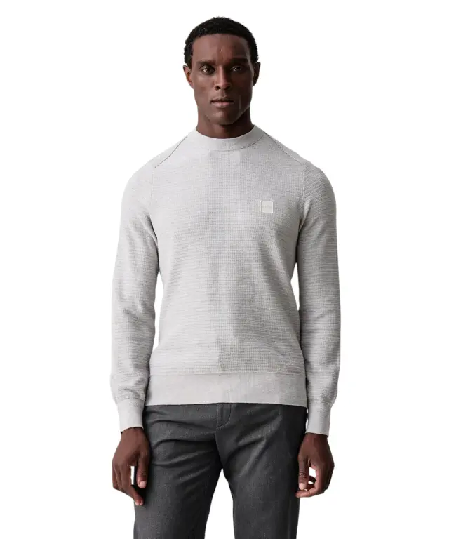 Hugo Boss - Ανδρικό Πλεκτό Πουλόβερ Regular Fit Anion S 50527584-086 Γκρι