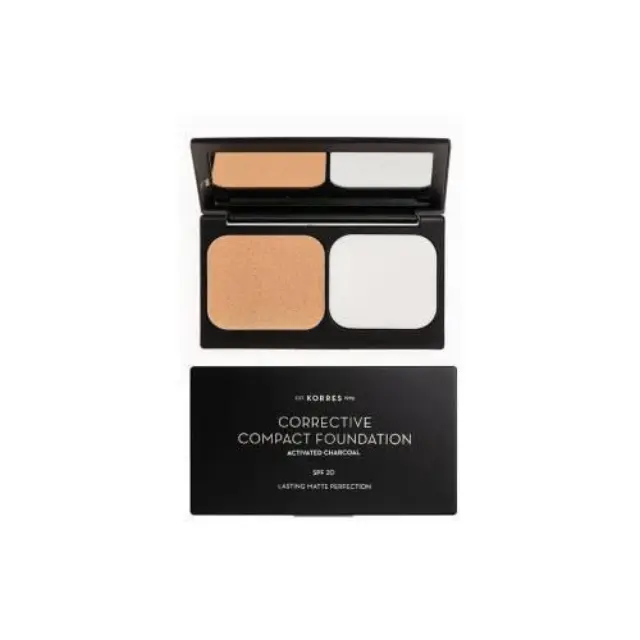 Korres Activated Charcoal Corrective Compact Foundation SPF20 Διορθωτικό Compact Make-Up ACCF2 με Ενεργό Άνθρακα για Ατέλειες και Ματ Αποτέλεσμα, 9,5gr