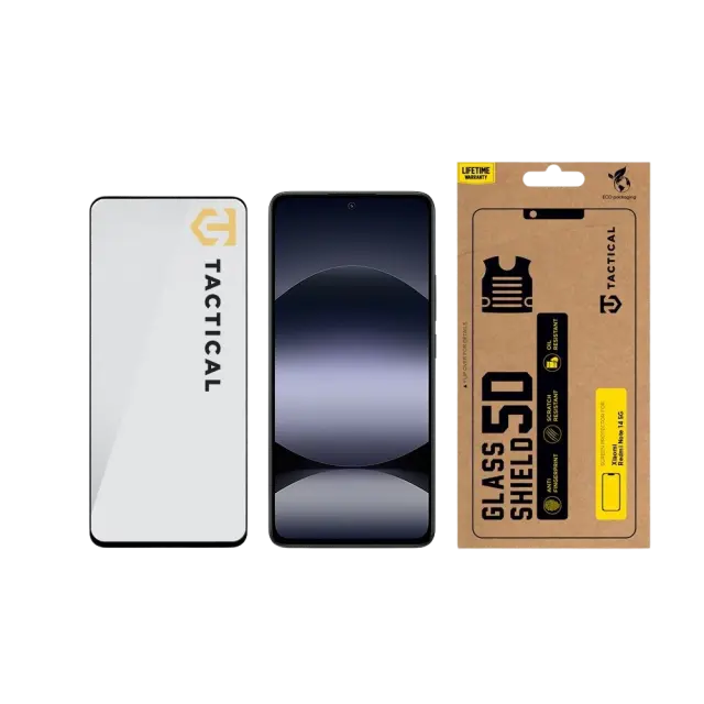 Tactical Glass Shield 5D for Xiaomi Redmi Note 14 4G/5G/Poco X7 Pro 5G Black 3