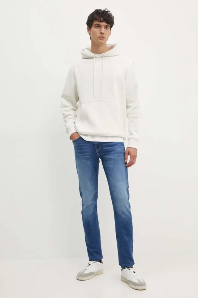 Calvin Klein - Ανδρικό Φούτερ Logo Tape Regular Fit J30J325632-YBI Λευκό - 2XL 2