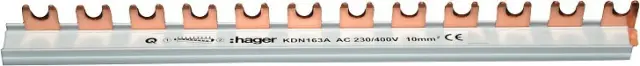 Insulated busbar 1P fork 10mm² 12M