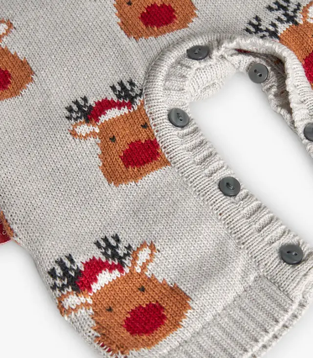 Boboli Πλεκτό ολόσωμο φορμάκι βόλτας Unisex με Χριστουγεννιάτικο σχέδιο 2