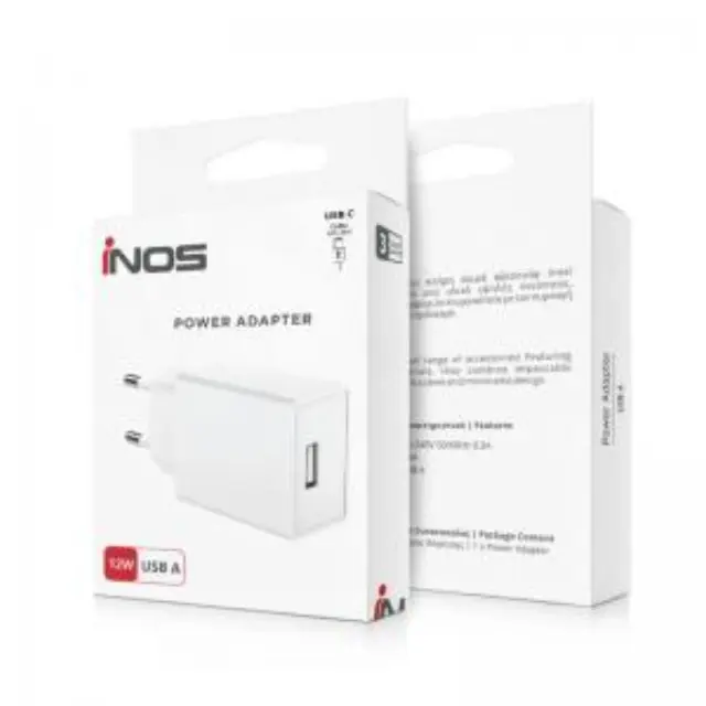 Φορτιστής Ταξιδίου inos με Έξοδο USB A 12W & USB C Καλώδιο 1m Λευκό N66525 3