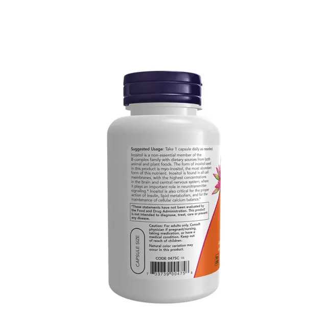Now Foods Inositol 500mg 100 Φυτικές Κάψουλες 3