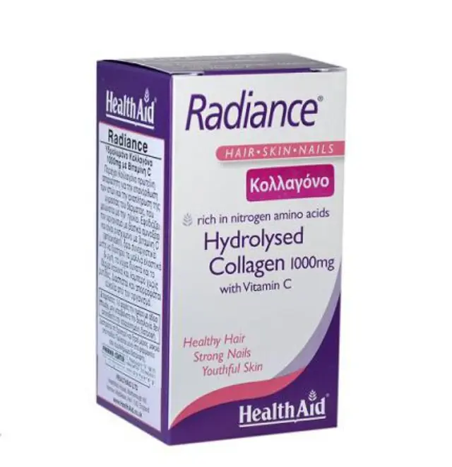 Health Aid Radiance Collagen 1000mg Συμπλήρωμα Διατροφής με Υδρολυμένο Κολλαγόνο, Βιταμίνη C και Ψευδάργυρο για Υγιή Μαλλιά, Νύχια, Δέρμα και Αρθρώσεις, 60tabs