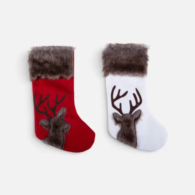 Nef-Nef Homeware Χριστουγεννιάτικη Κάλτσα Reindeer 16x43 Λευκό 2