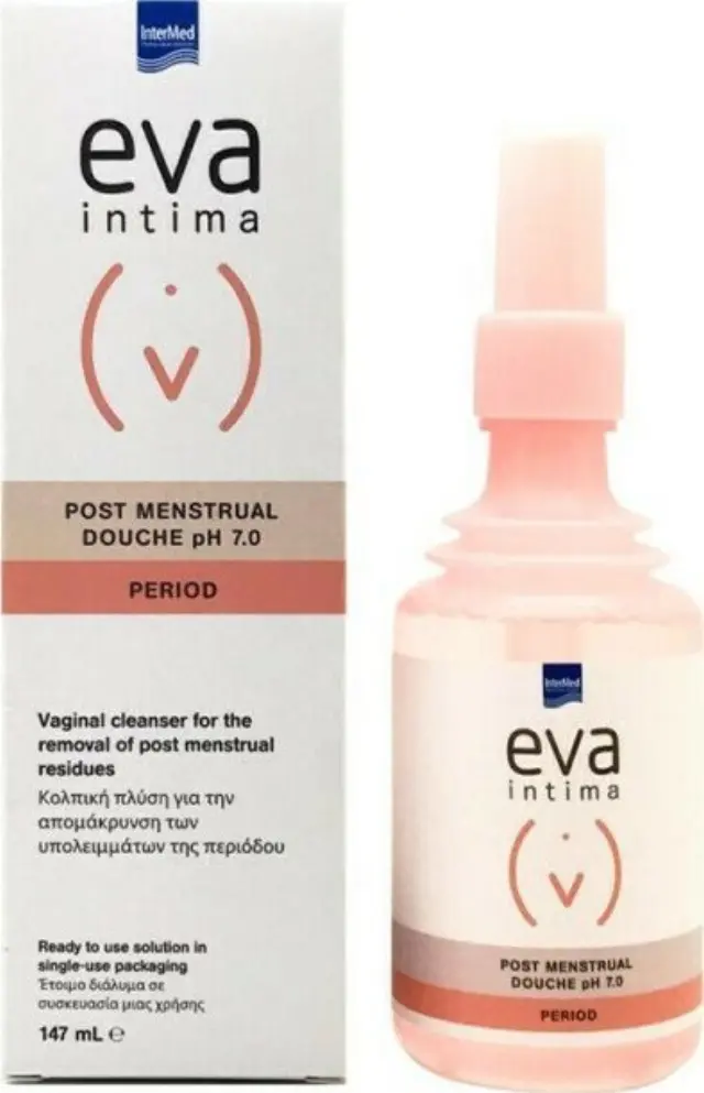 Eva Intima | Post Menstrual Douche pH 7.0 Κολπική Πλύση για Απομάκρυνση των Υπολειμμάτων μετά το Τέλος της Εμμήνου Ρύσεως | 147ml