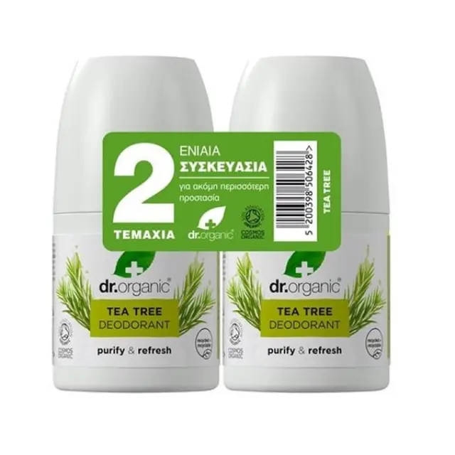 Dr. Organic Promo Tea Tree Αποσμητικό Roll-On 2x50ml