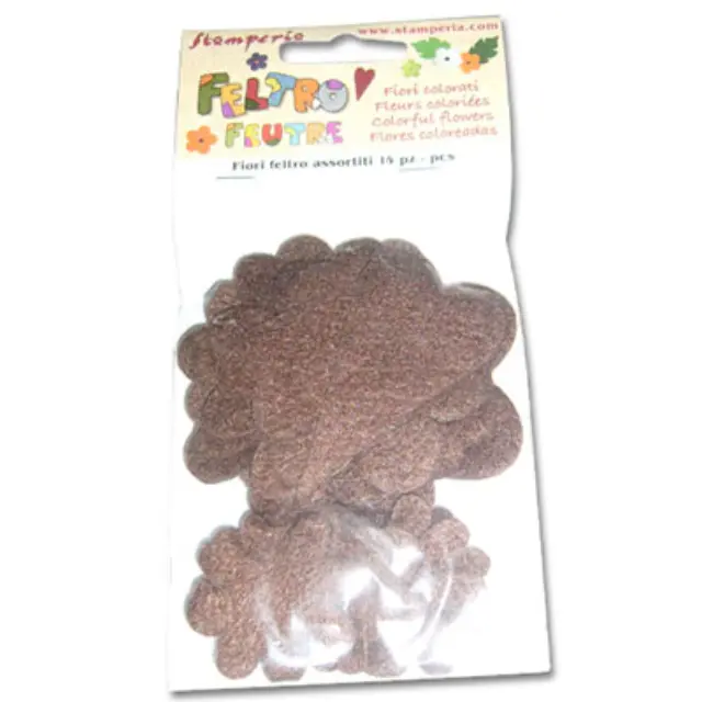 Λουλούδια Felt Διάφορα Σχήματα 2-4cm - Brown - 14τεμ